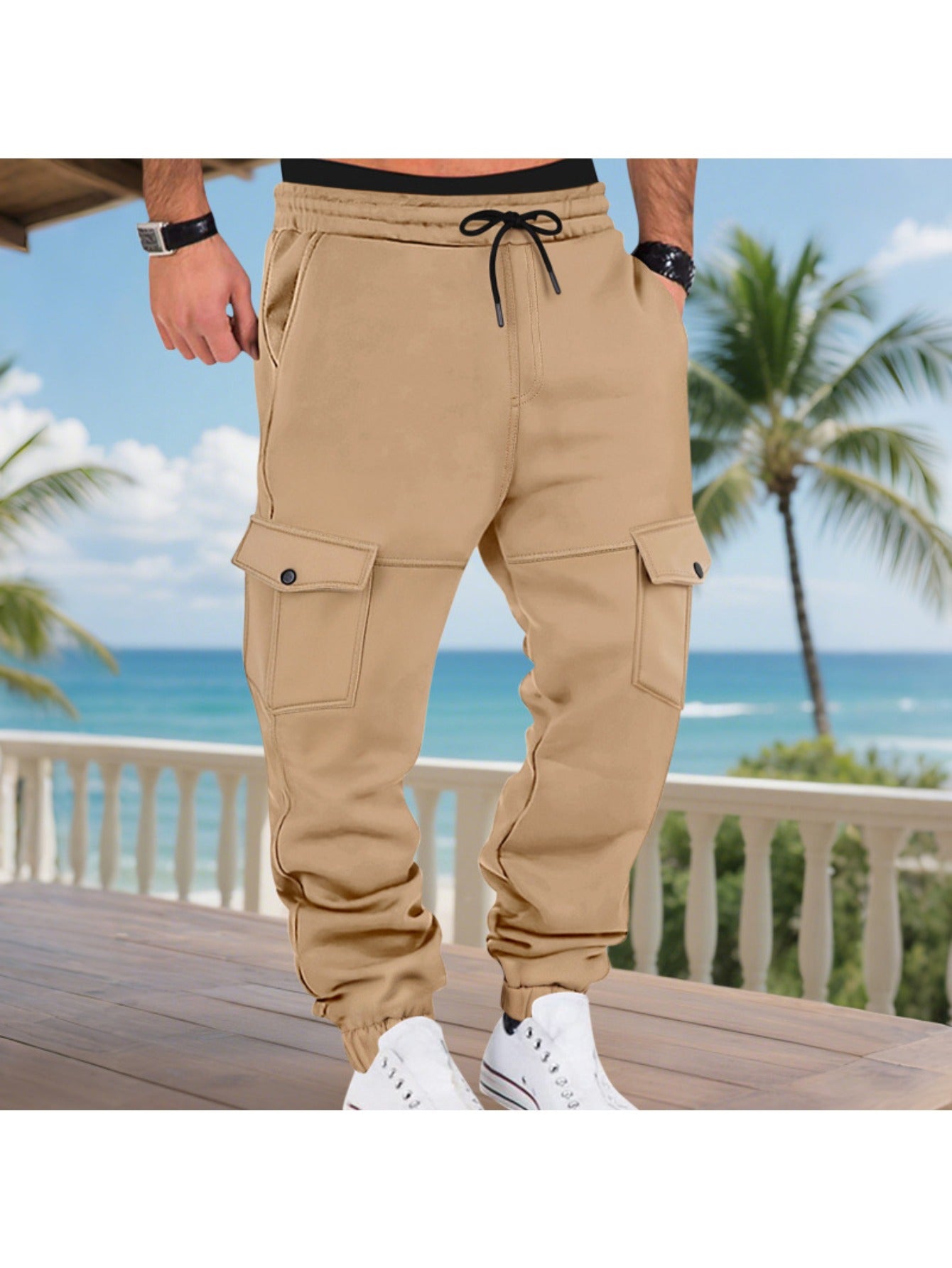 Men's Fleece Lined Cargo Pants - Multi Pocket Tactical Joggers Wide Leg Tapered Outdoor Sports Casual Winter Pants MIRAFASH