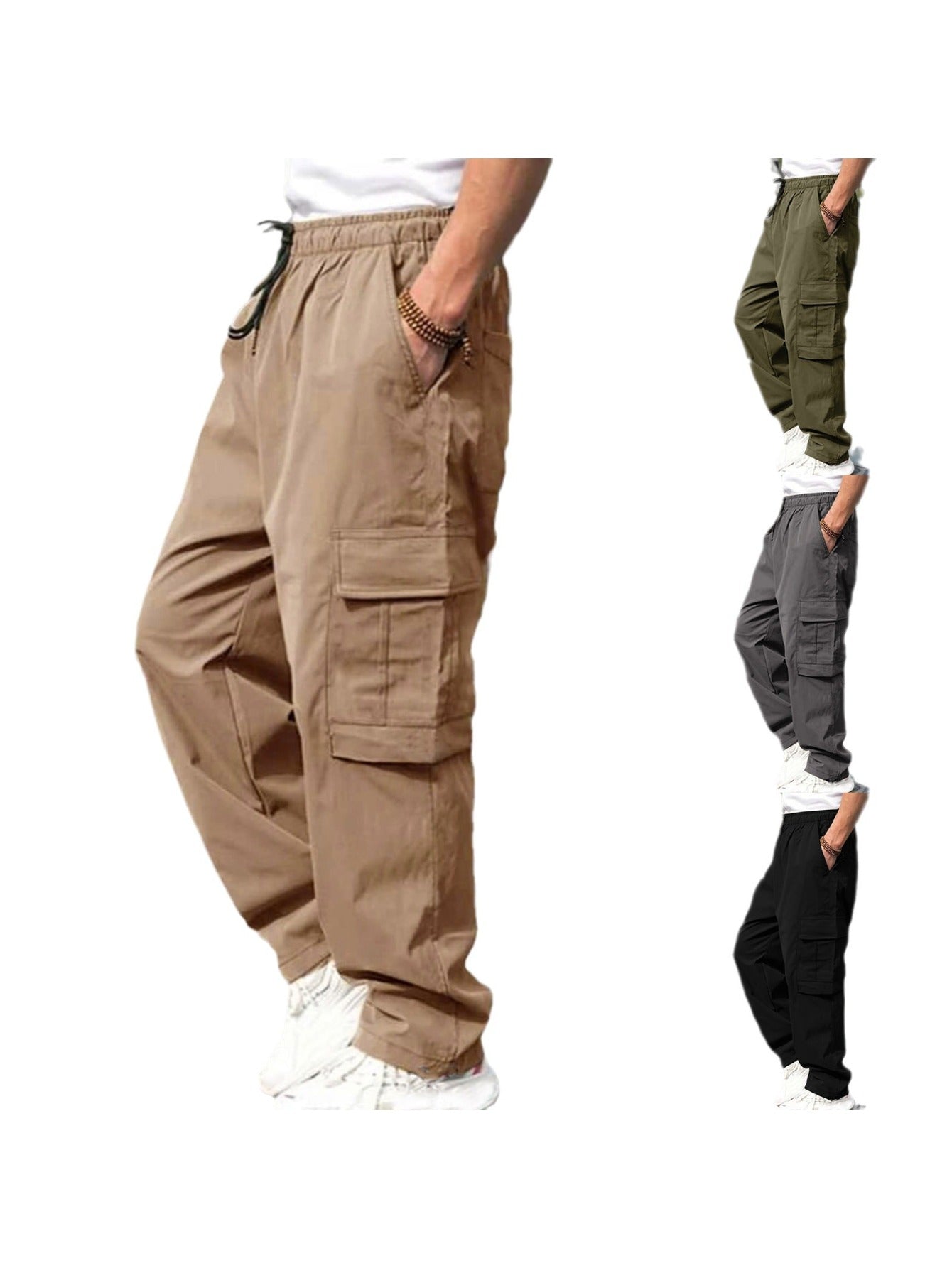 Baggy Men's Cargo Pants - Straight Leg Pocket Pants, Streetwear Utility Trousers, Casual Work Pants for Guys Who Love Pockets More Than Friends MIRAFASH