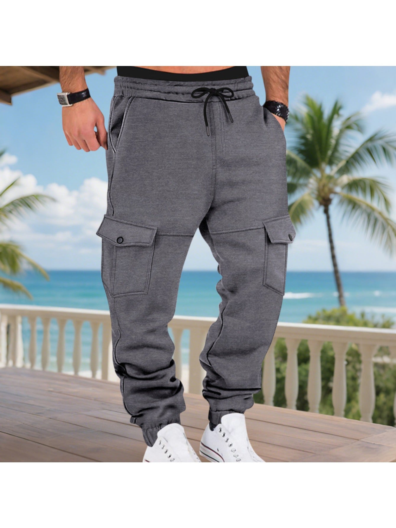 Men's Fleece Lined Cargo Pants - Multi Pocket Tactical Joggers Wide Leg Tapered Outdoor Sports Casual Winter Pants MIRAFASH