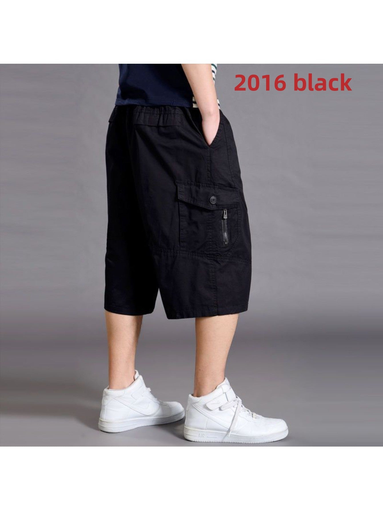 [Plus Size Cargo Shorts] Plus Size Men's Summer 3/4 Cargo Shorts | Loose Fit, Lightweight Workout Capris, Breathable Wide-Leg Casual Pants MIRAFASH