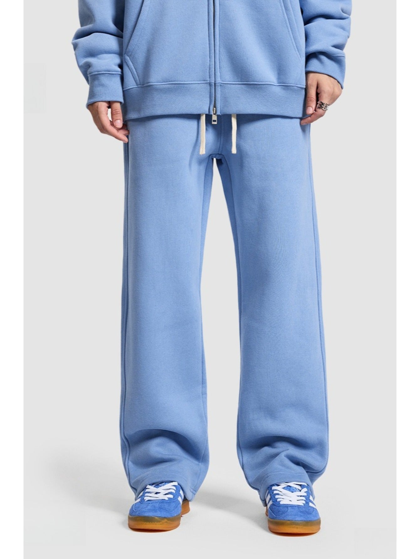 Unisex Hip Hop Streetwear Sweatpants – Autumn Winter 350G Fleece-Lined Straight-Leg Joggers, Loose Fit Casual Solid Color Pants MIRAFASH
