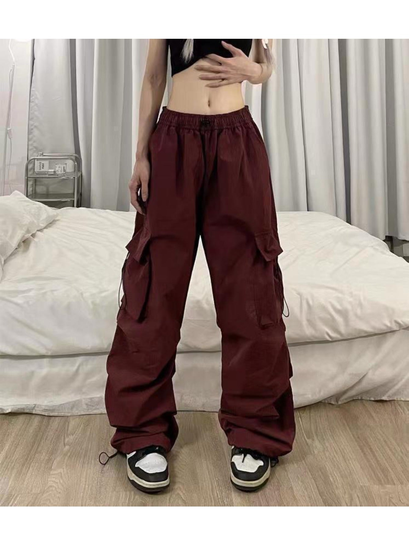 Men's Quick-Dry Cargo Pants - Summer Parachute Trousers, High-Waist Wide-Leg Casual Athletic Long Pants MIRAFASH