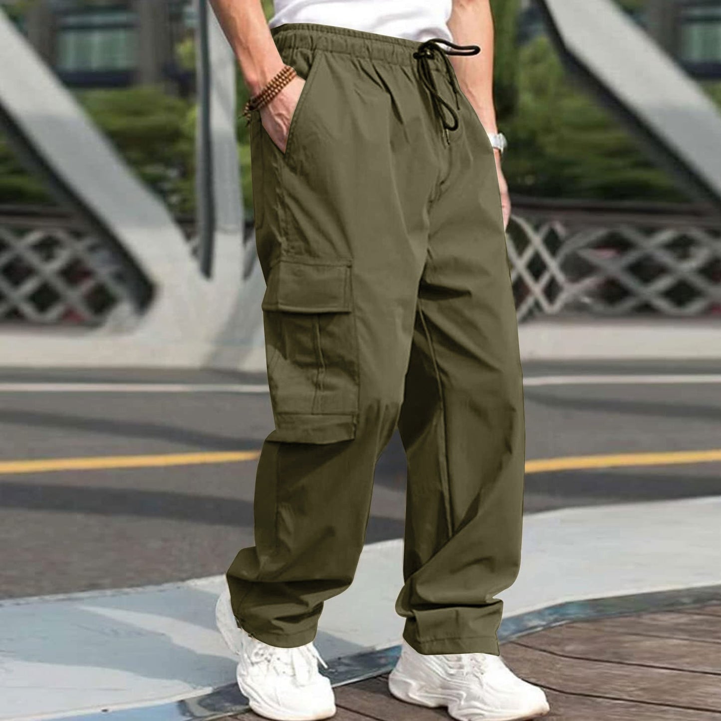 Baggy Men's Cargo Pants - Straight Leg Pocket Pants, Streetwear Utility Trousers, Casual Work Pants for Guys Who Love Pockets More Than Friends MIRAFASH
